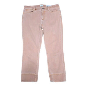 J Jill Women Jeans Size 6 Pink Denim Authentic Fit Cropped Ankle Raw Hem